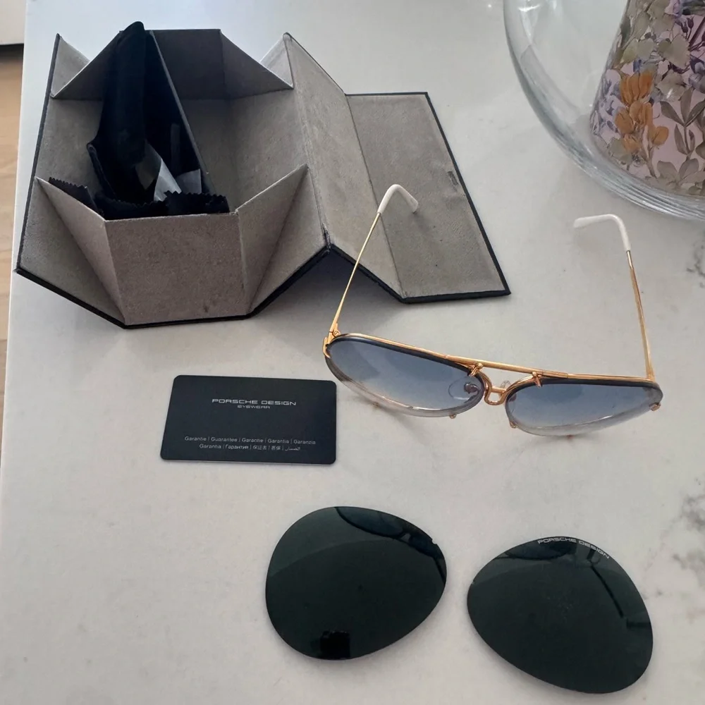 Porsche Design Gold Frame Sunglasses with Blue Lenses - Picture 7 of 7